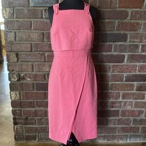 Antonio Melani salmon pink tiered asymmetrical sleeveless a line midi dress‎